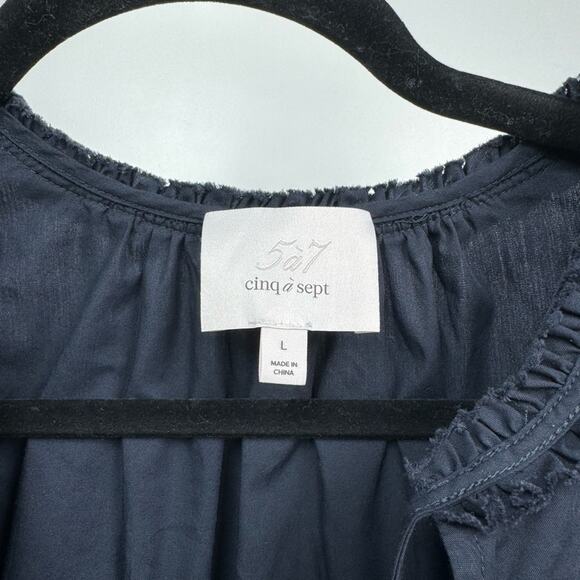 Cinq à Sept Jessalyn Cotton Blend Double Layer Navy Mini Dress Size Large - Picture 7 of 14